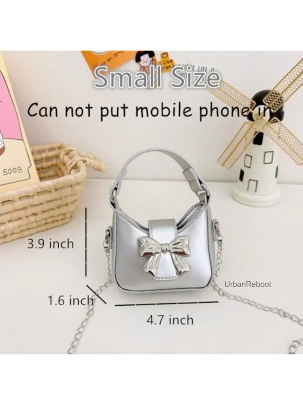 Girls Mini Crossbody Purse PU Leather Bowknot Shoulder Bag Wristlet